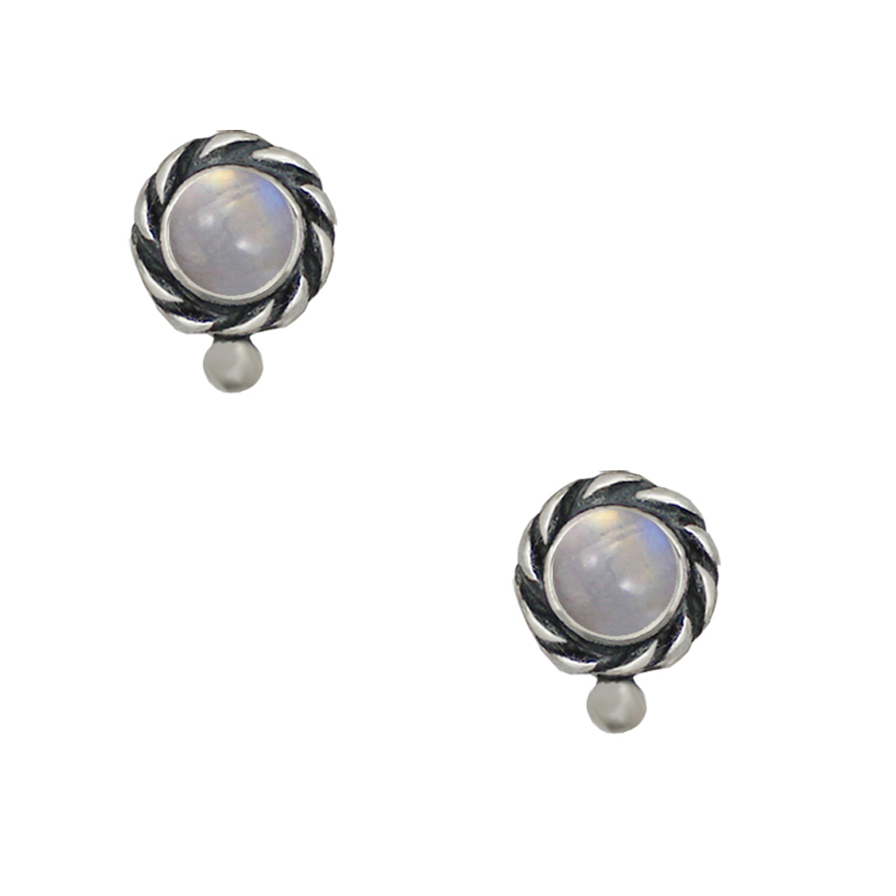 Sterling Silver Petite Rainbow Moonstone Post Stud Earrings